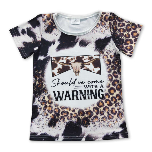 Bull skull leopard short sleeves baby kids shirt
