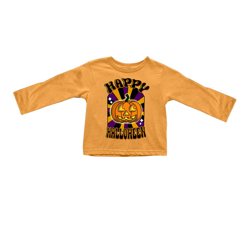Happy Halloween pumpkin long sleeves kids girls shirt