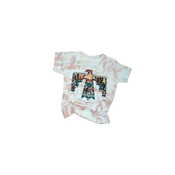 Bird bleached short sleeves western girls shirt