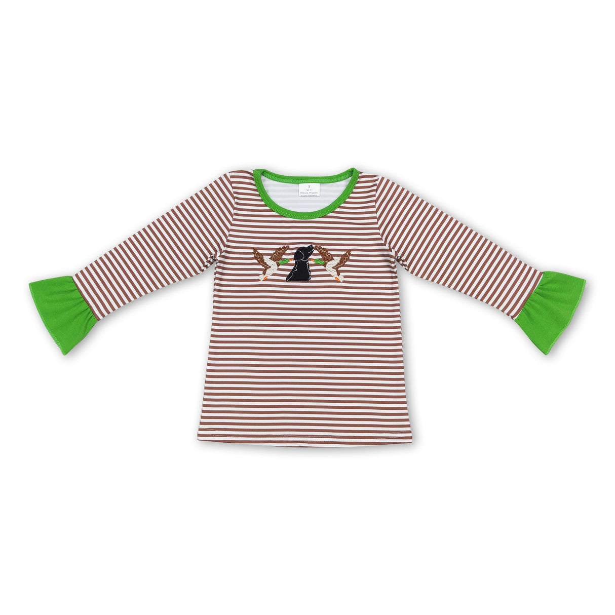 Brown stripe long sleeves duck dog girls hunting shirt