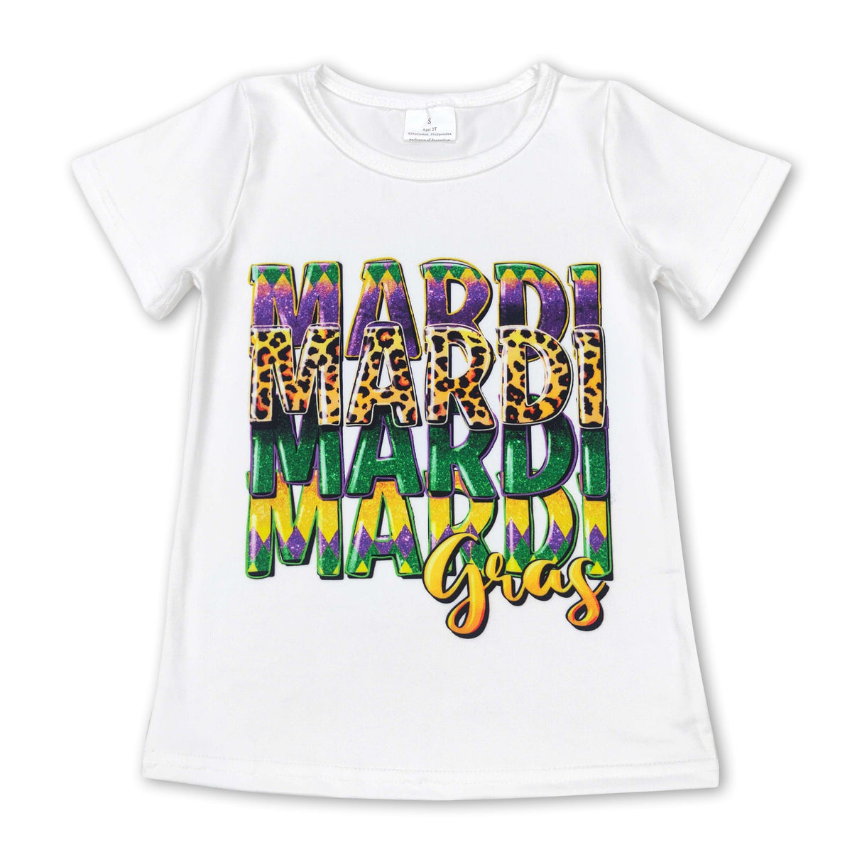 Short sleeves leoparad mardi gras baby girls shirt