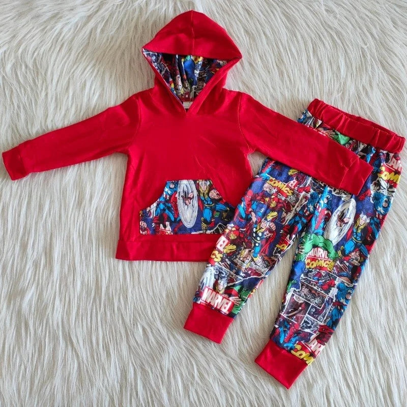 Red long sleeve pocket shirt pantskids boutique hoodie outfit