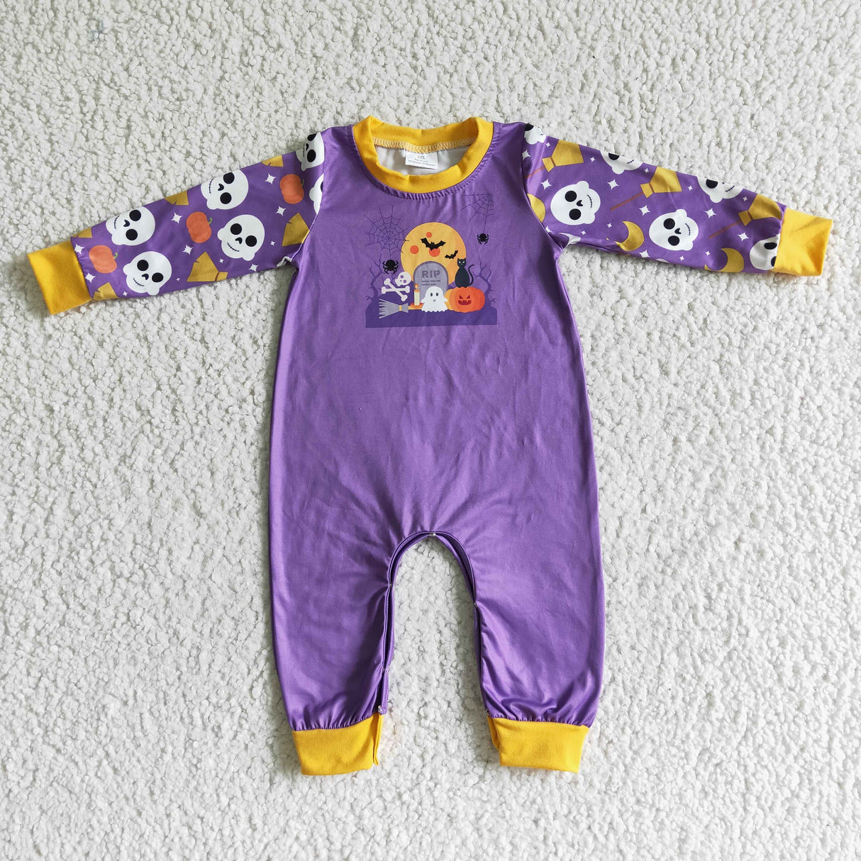 Ghost pumpkin purple long sleeves baby Halloween romper