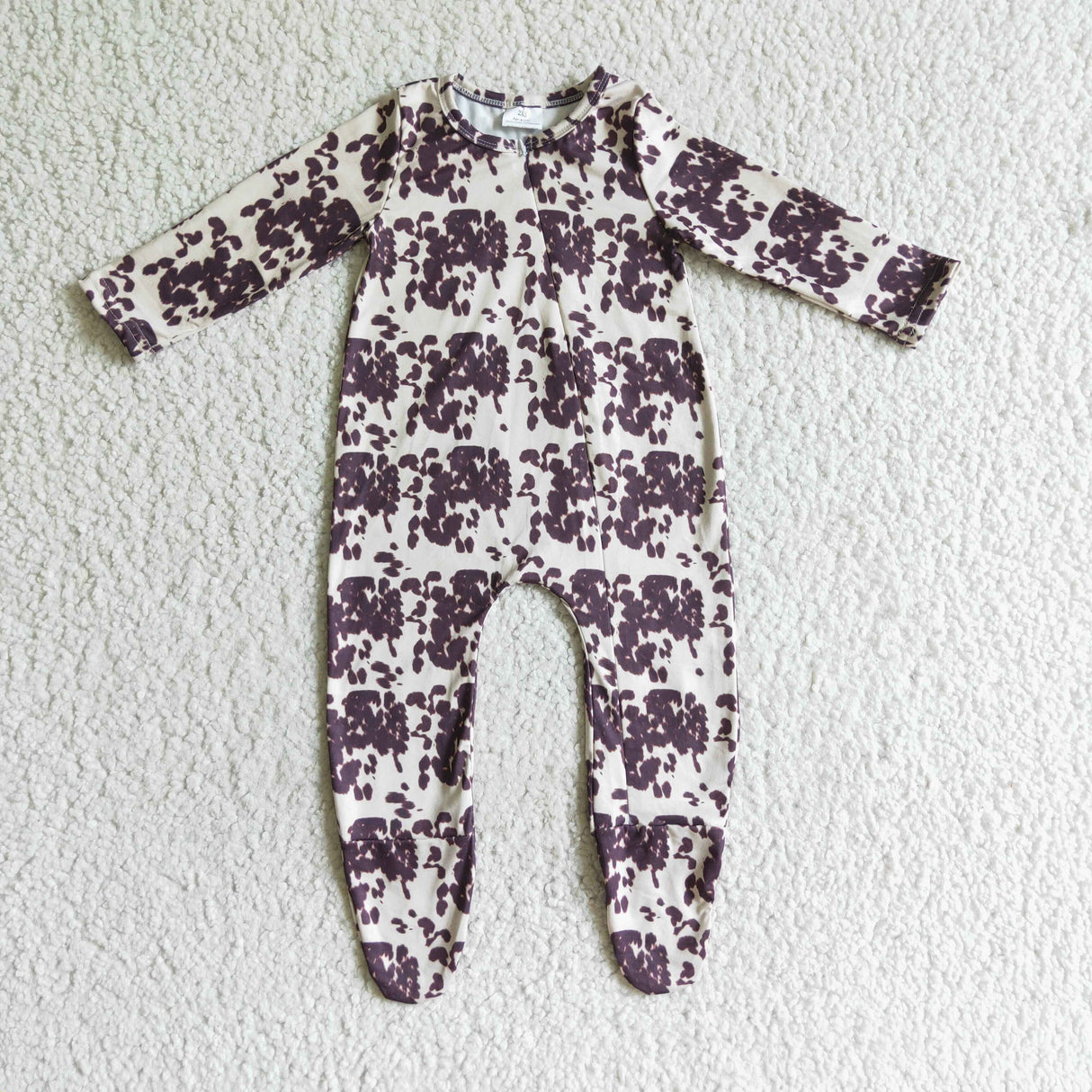 Leopard baby footed zip coverall