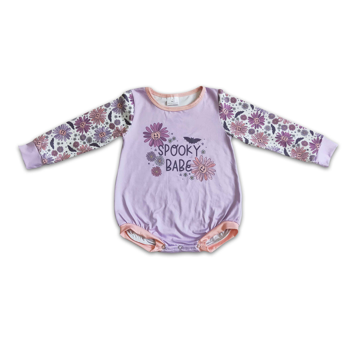 Spooky babe pumpkin floral baby girls Halloween romper