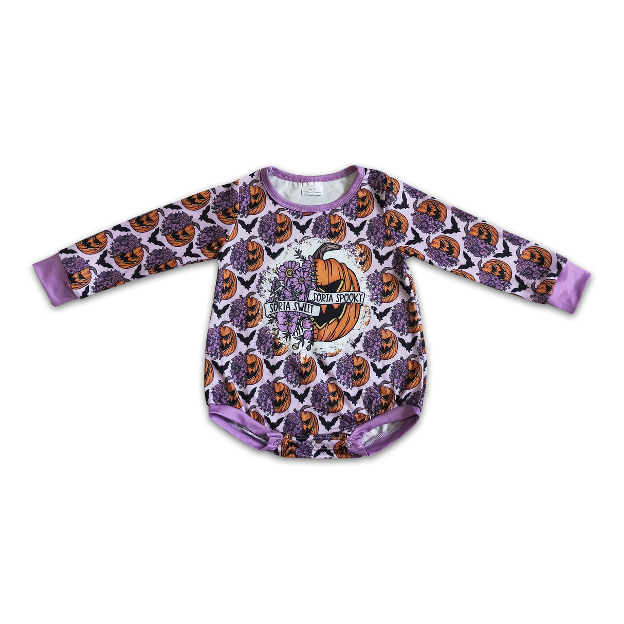 Sorta sweet sorta spooky pumpkin baby girls Halloween romper