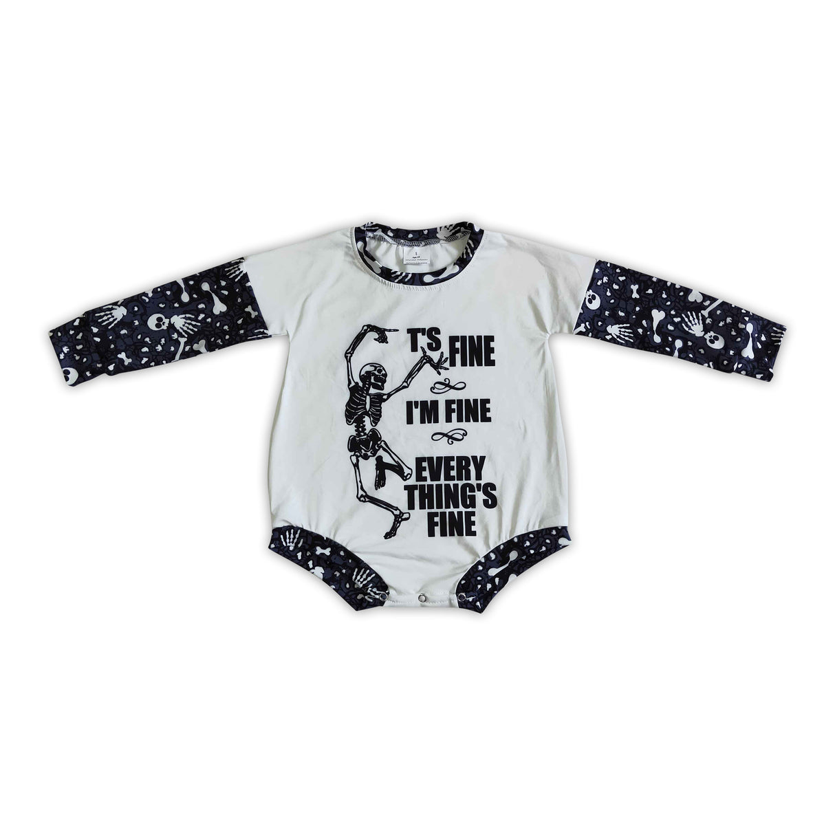 Everything's fine skull baby girls Halloween romper