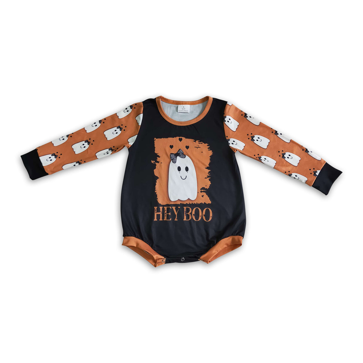 Hey boo ghost long sleeves baby Halloween romper