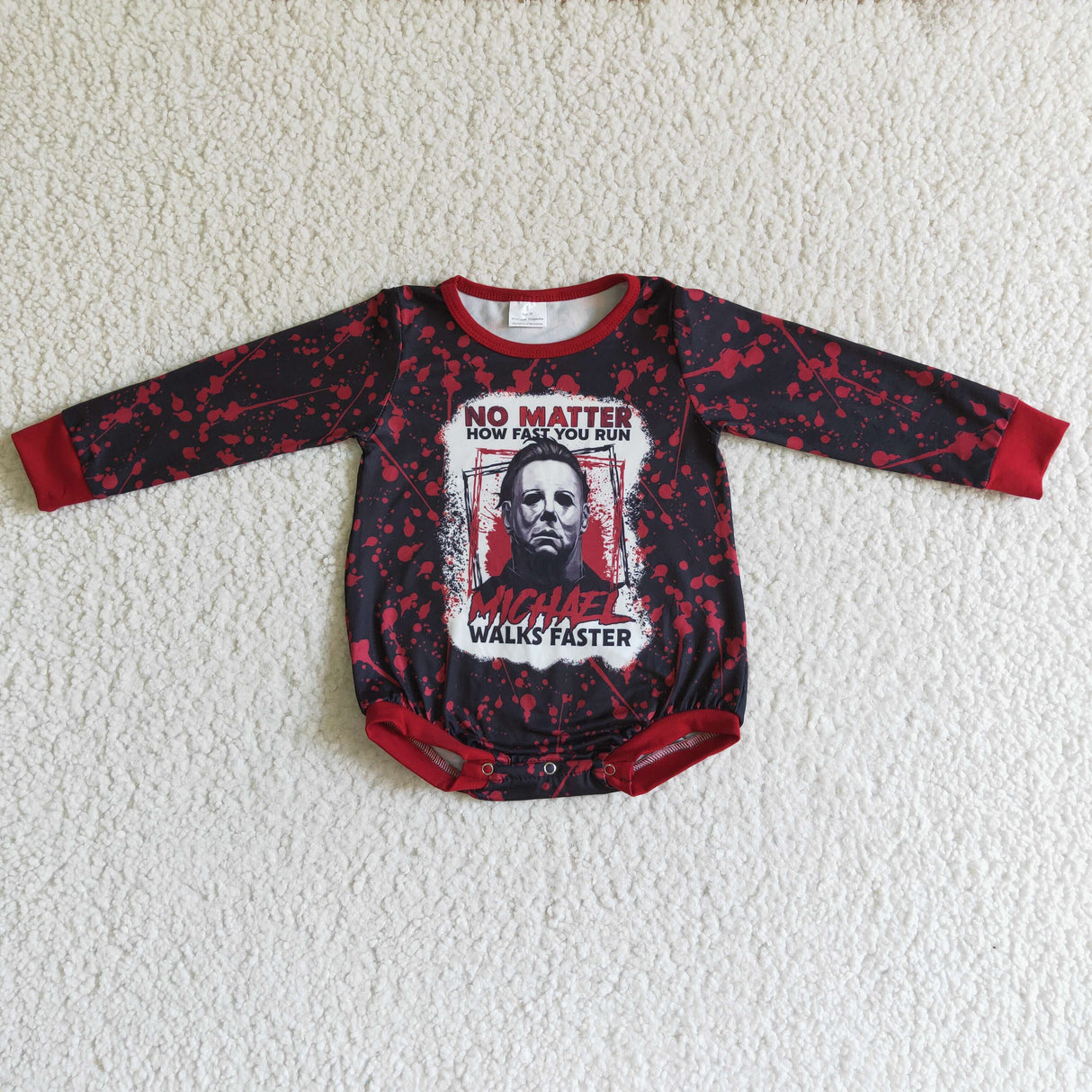 Walks faster red black long sleeve baby Halloween romper