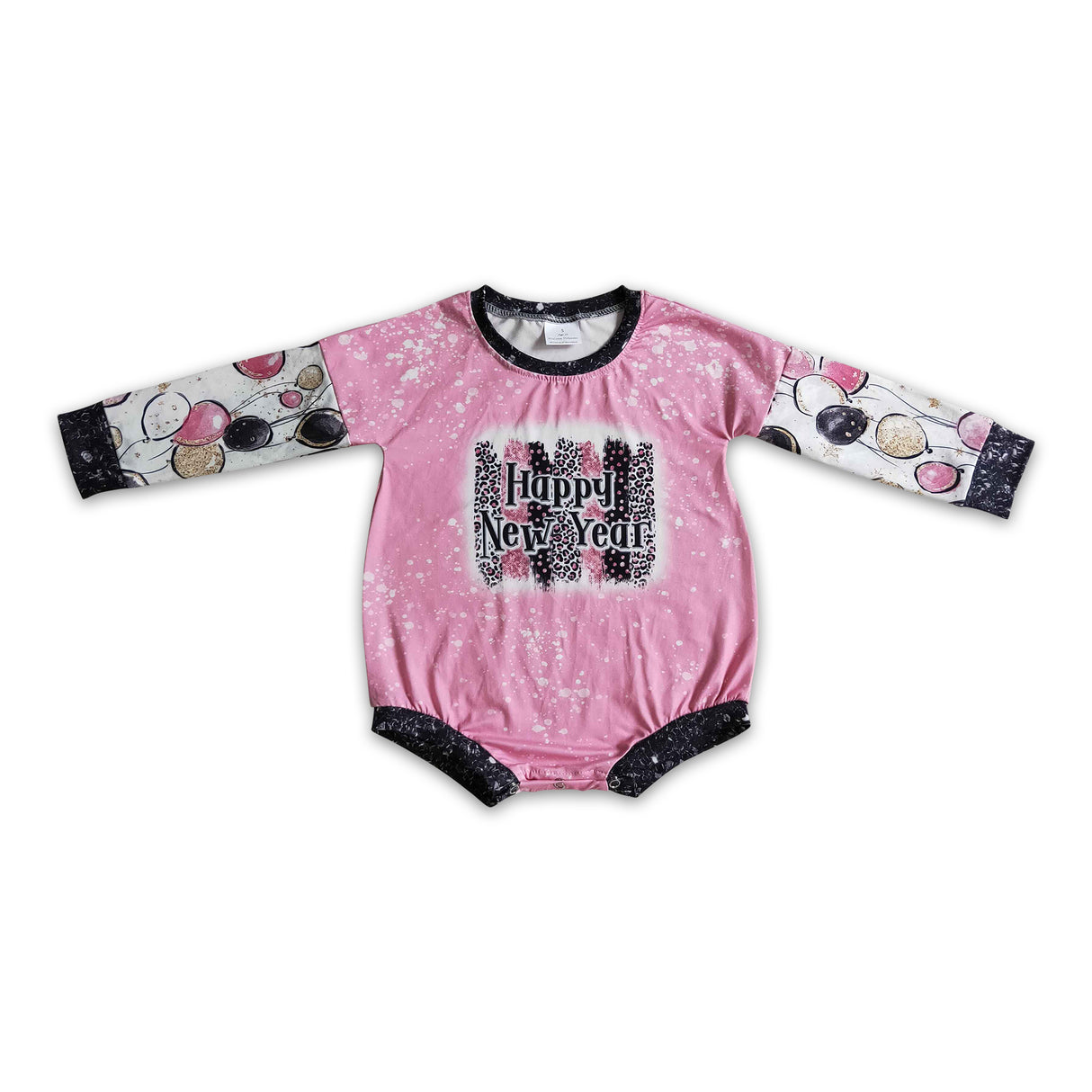 Happy New Year balloon long sleeves baby girls romper