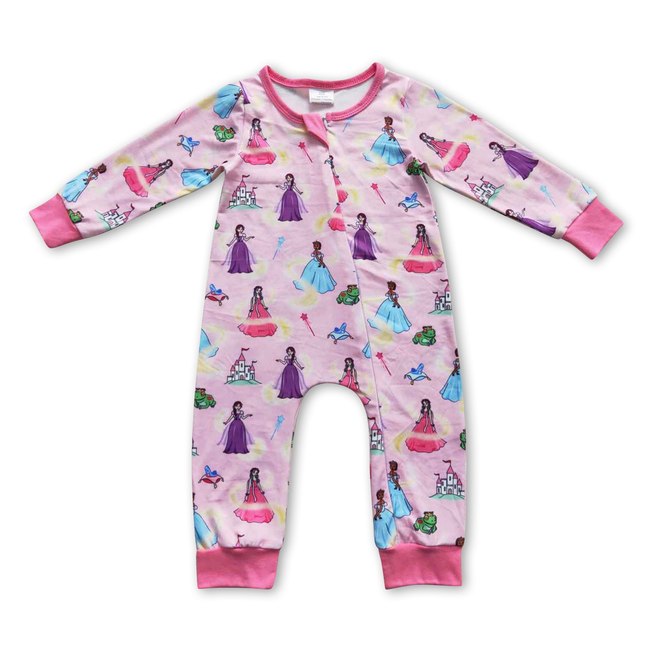 Baby Girl Cute Unicorn Cartoon Printed Long Sleeve Pink Romper