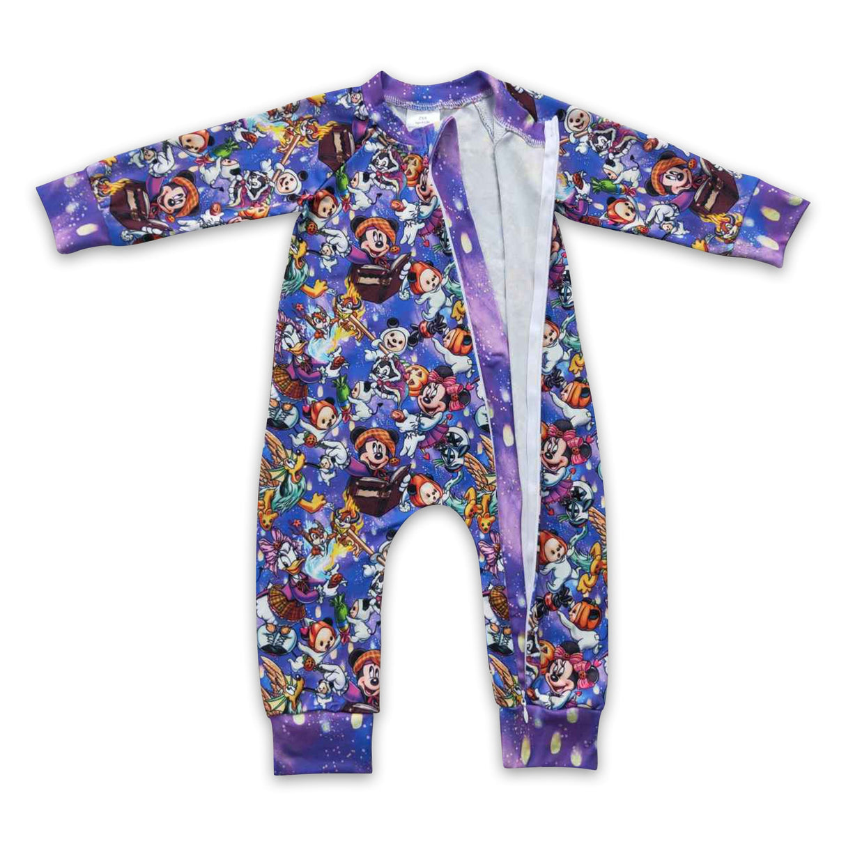 Purple mouse long sleeves baby girls zipper Halloween romper