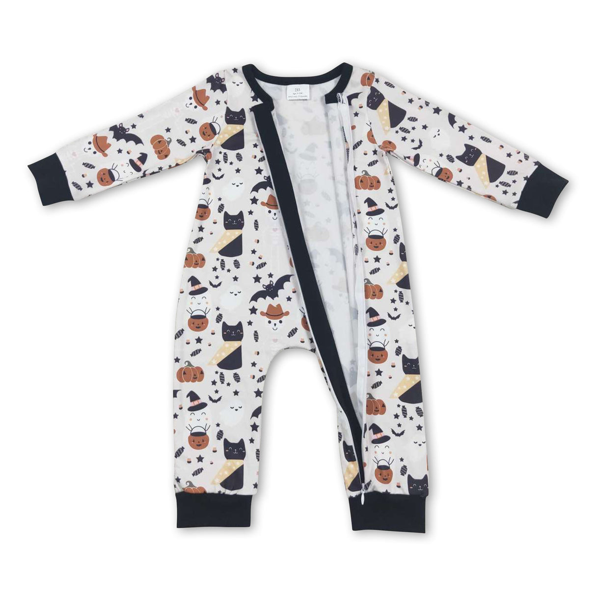 Pumpkin hat cat baby kids zipper Halloween romper