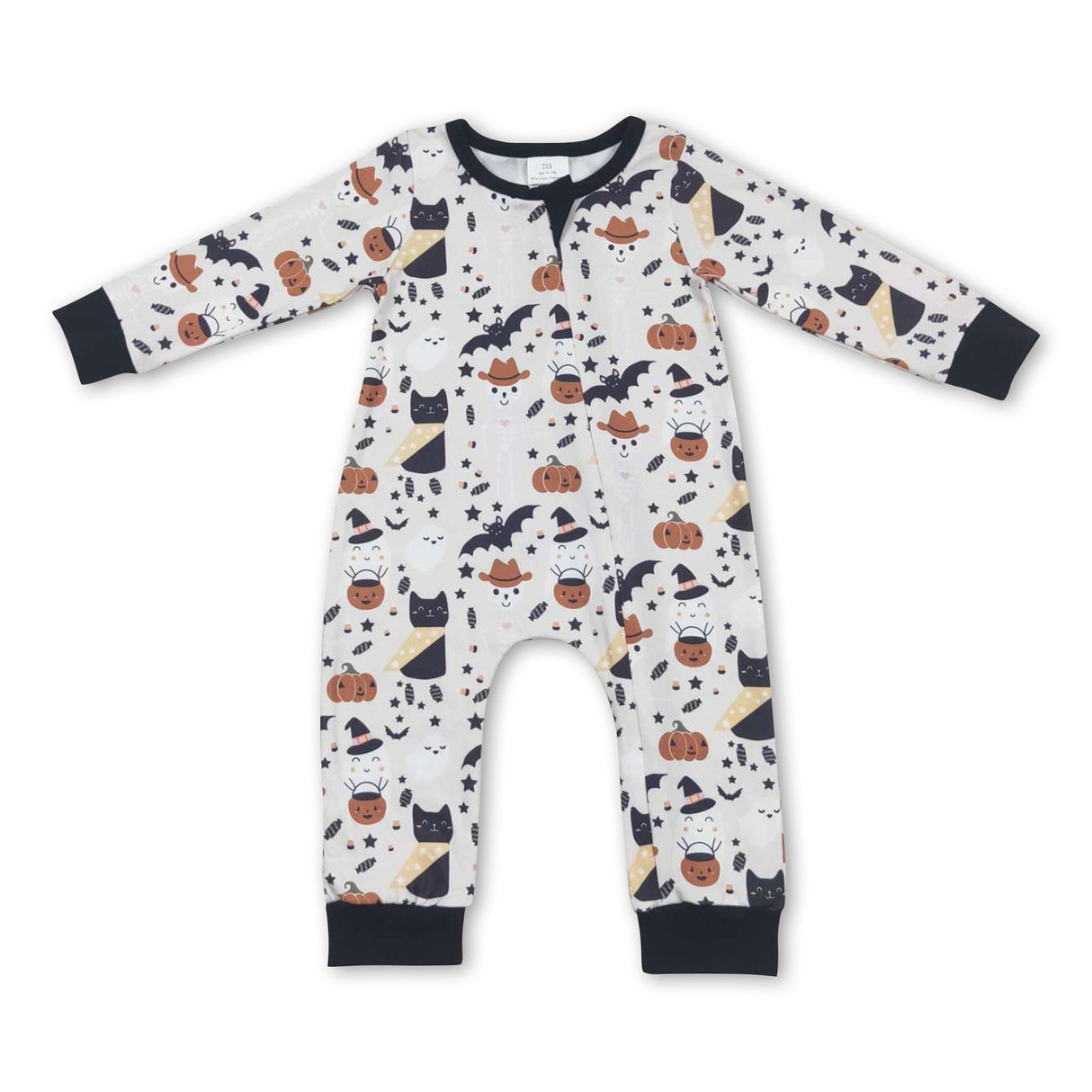 Pumpkin hat cat baby kids zipper Halloween romper