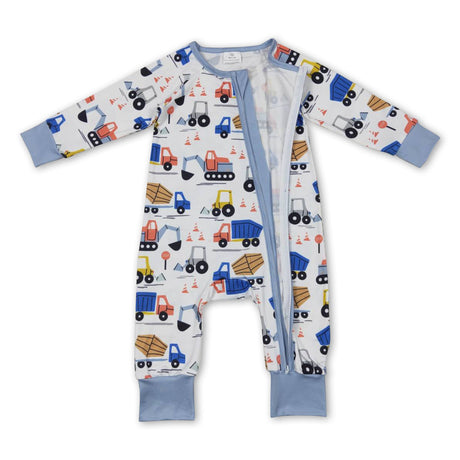 Constructions long sleeves baby boy zipper romper