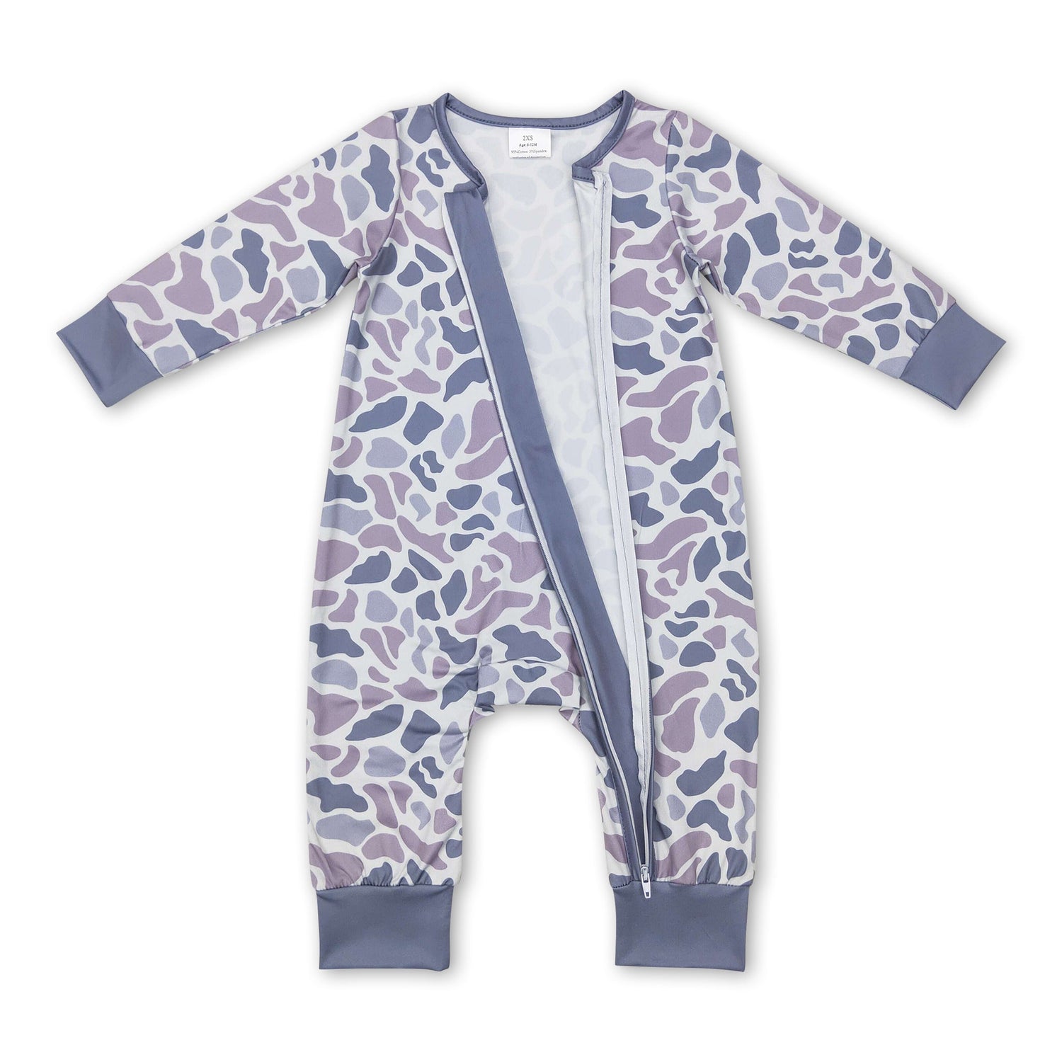 Long sleeves grey camo baby kids zipper romper