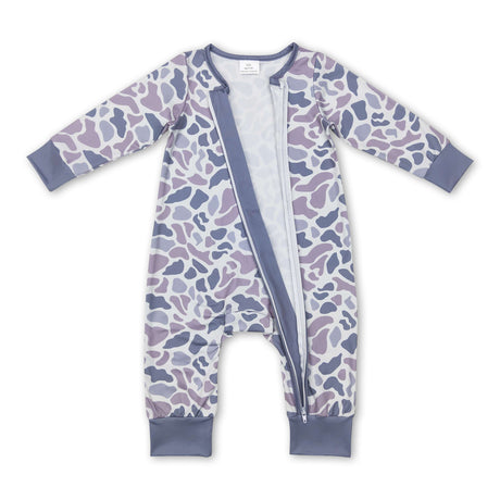 Long sleeves grey camo baby kids zipper romper