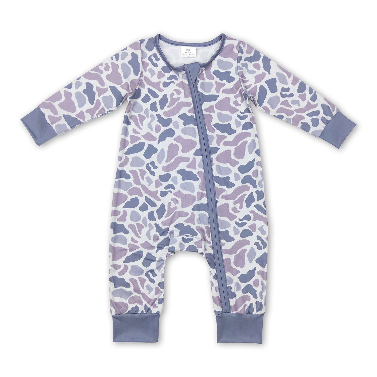 Long sleeves grey camo baby kids zipper romper