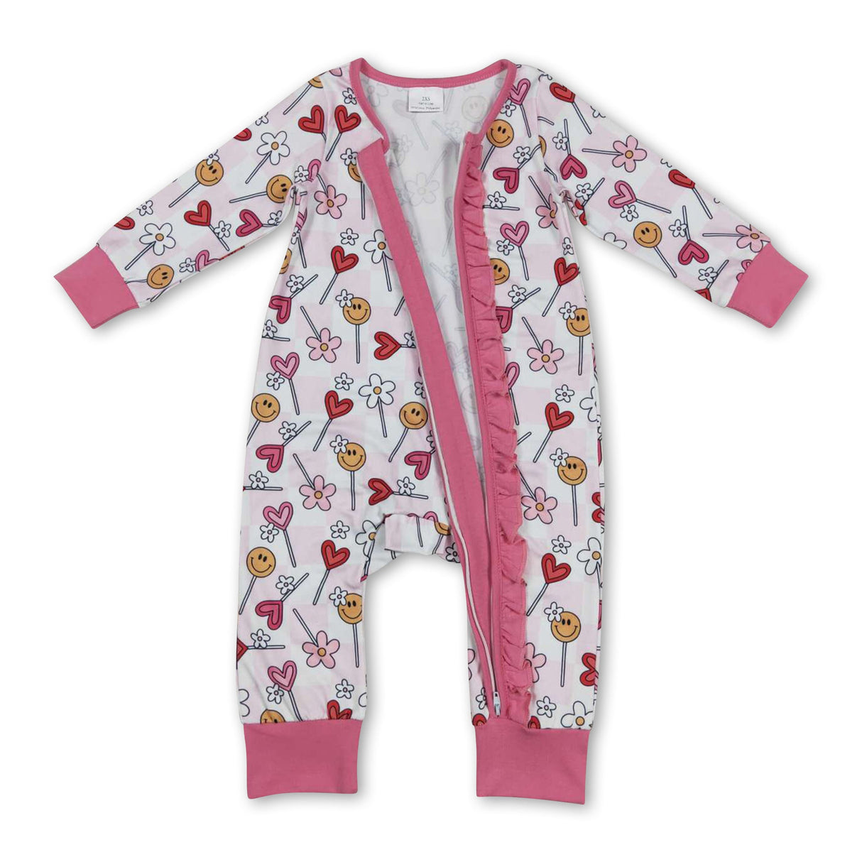 Smile flower smile lollipop baby girls valentines romper