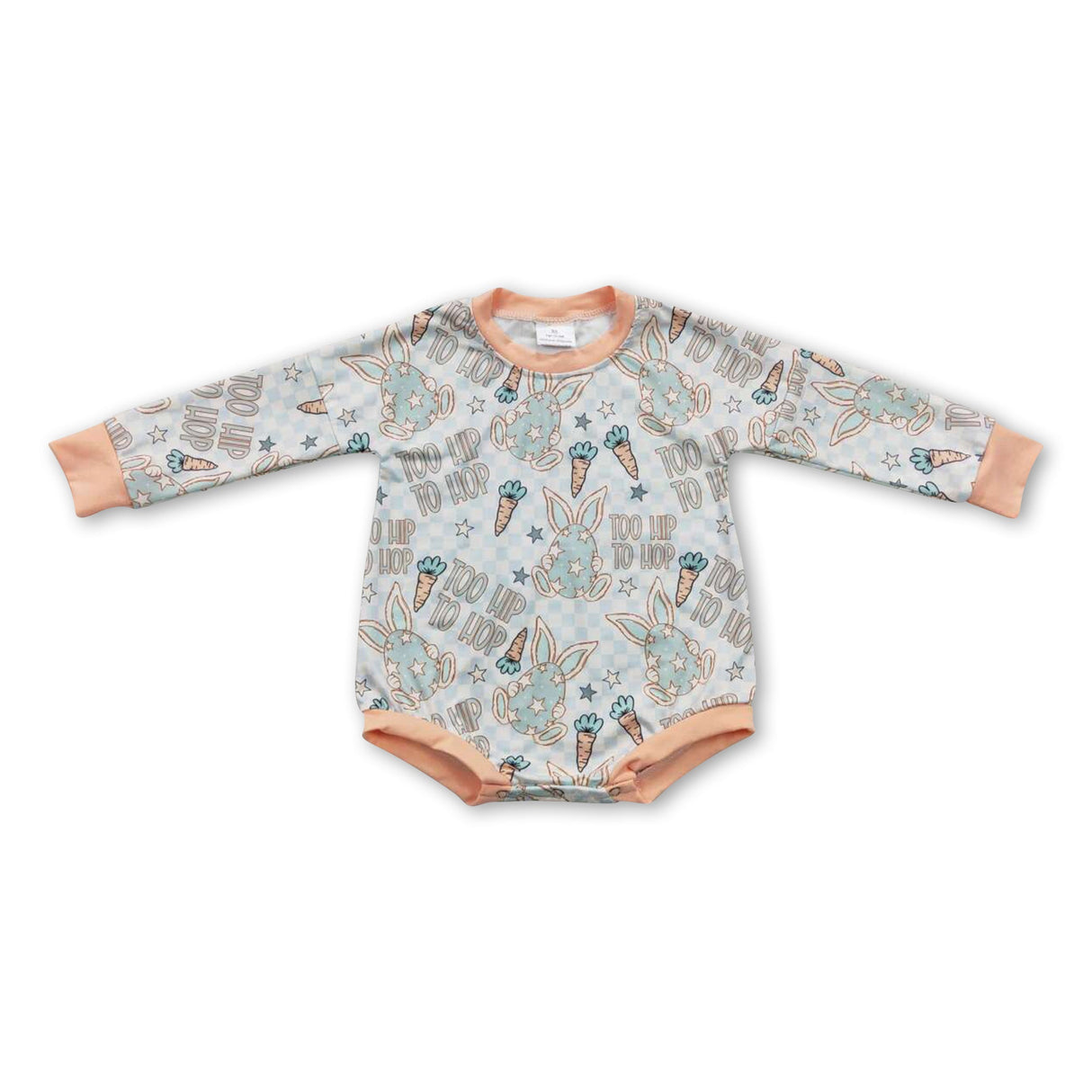 Hip hop plaid bunny carrot baby kids easter romper