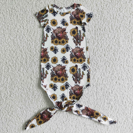 Highland cow sunflower baby western gowns
