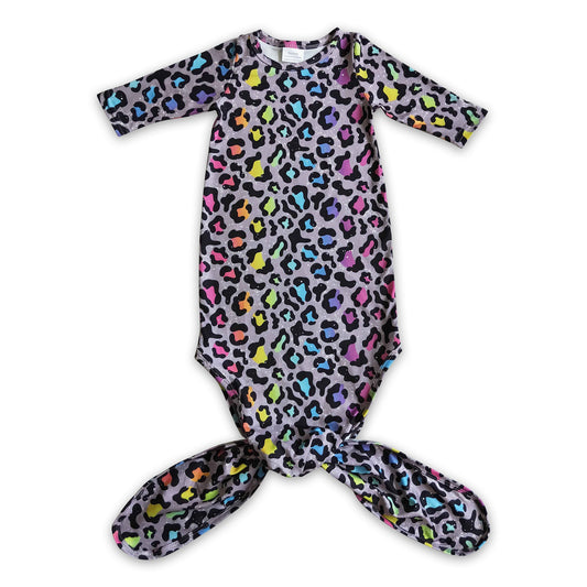 Long sleeve colorful leopard baby gown