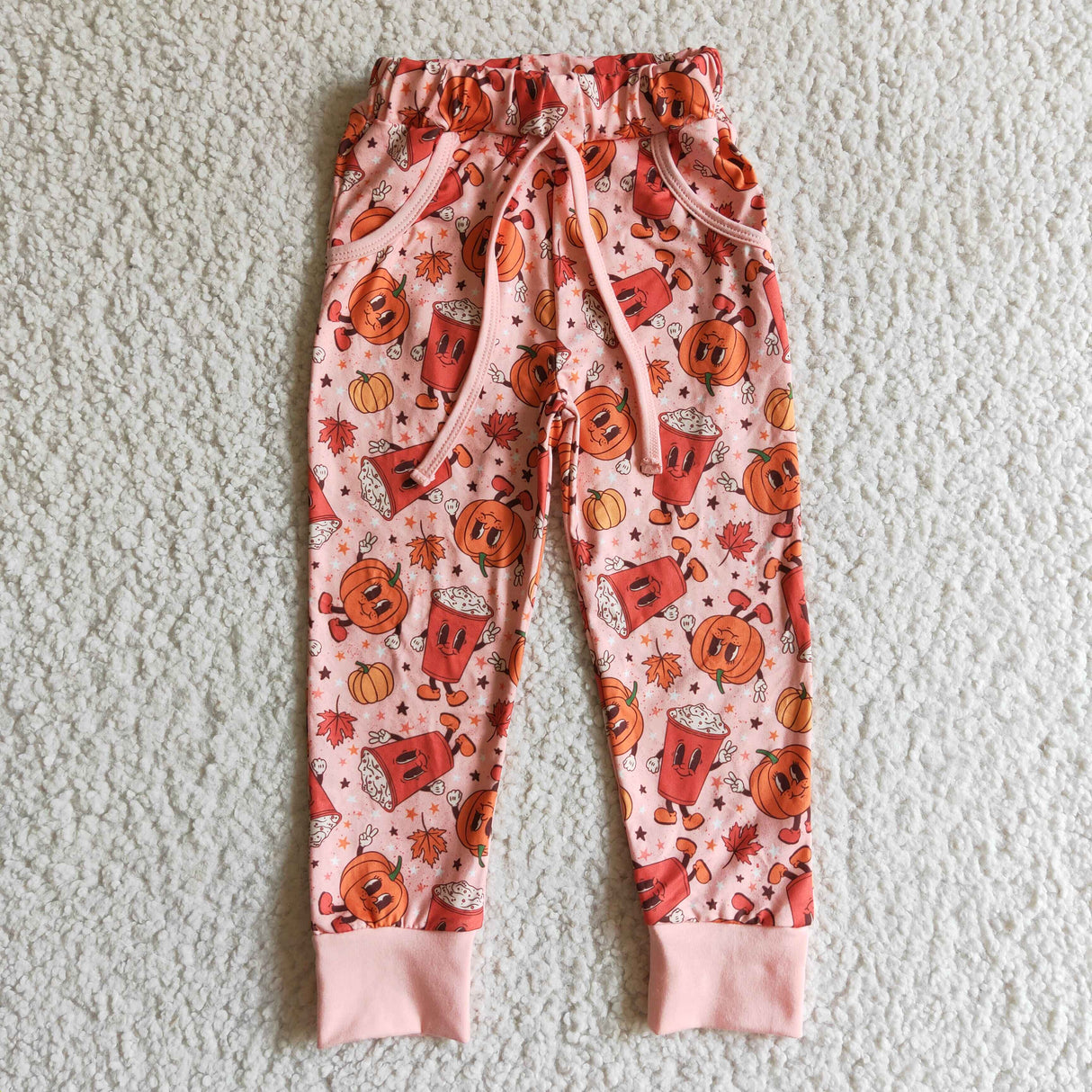 Pumpkin drinks pocket baby kids fall pants