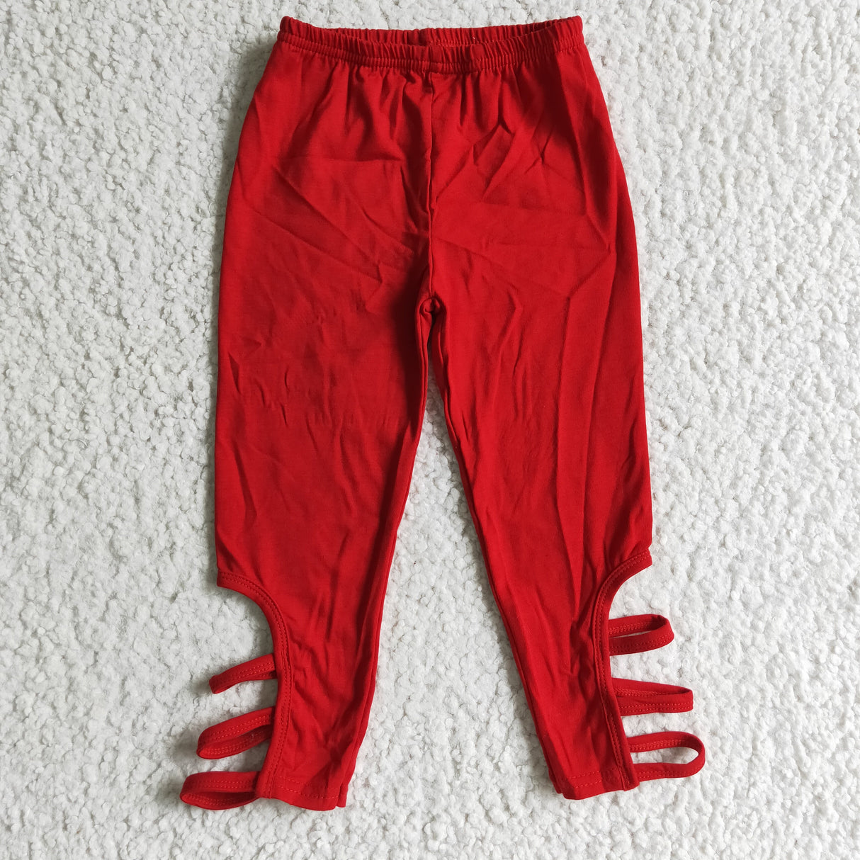 Red cotton pants girls criss cross leggings