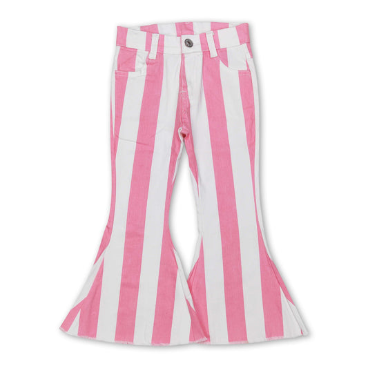 Pink stripe denim pants girls valentine's day jeans