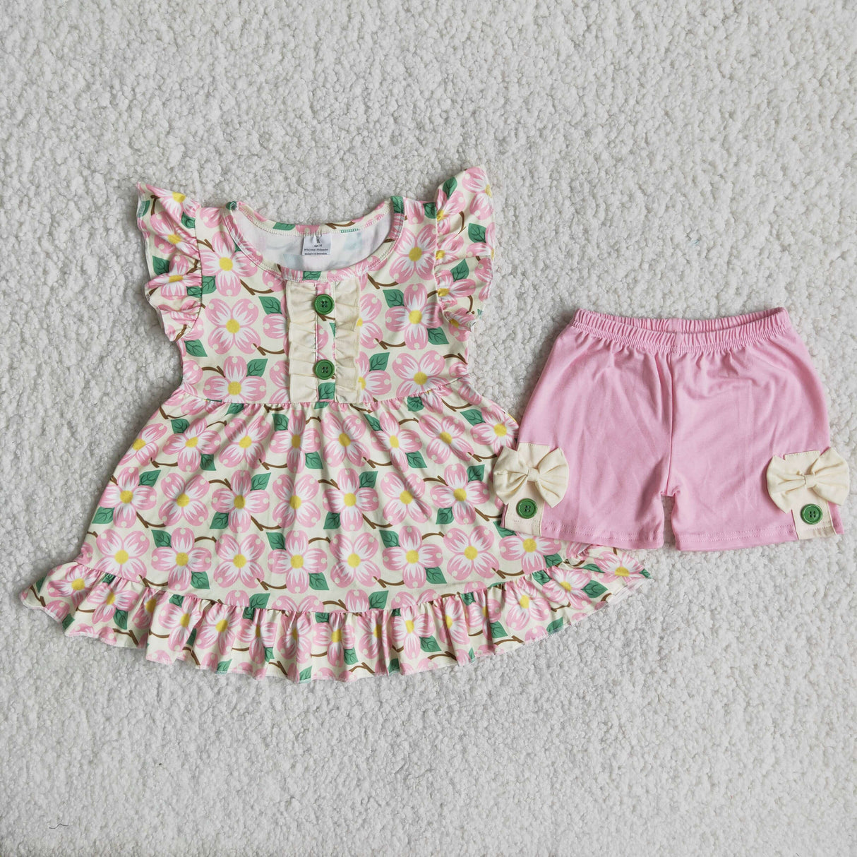 Floral tunic cotton shorts girls outfits