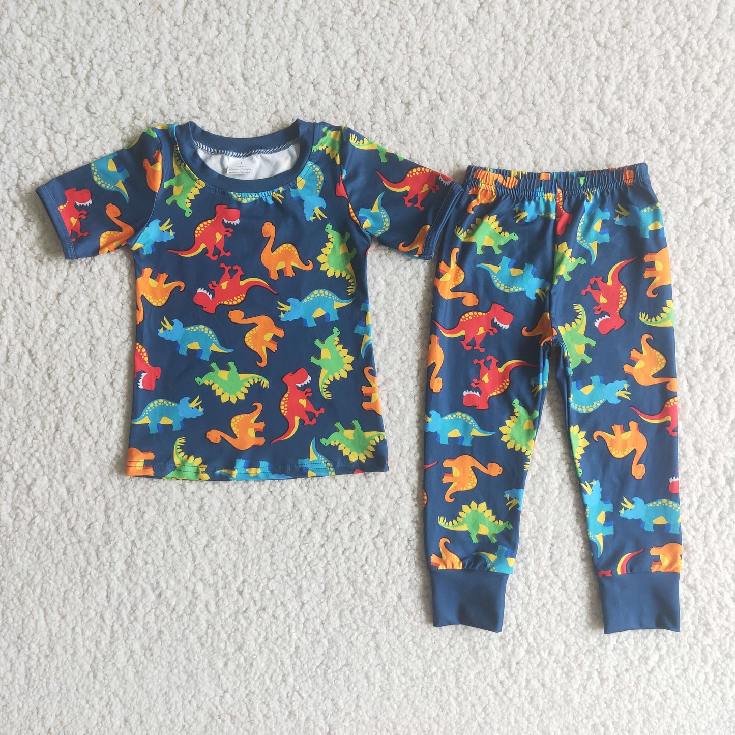 Dinosaur print shorts sleeve boy pajamas