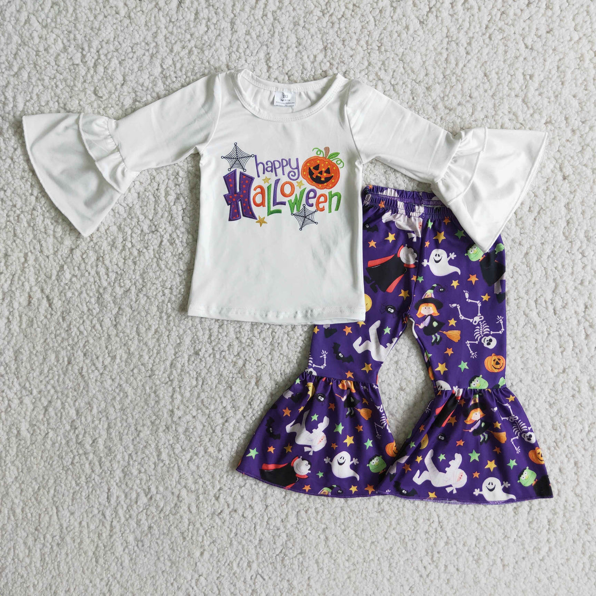 Happy Halloween shirt bell bottom pants girls outfits