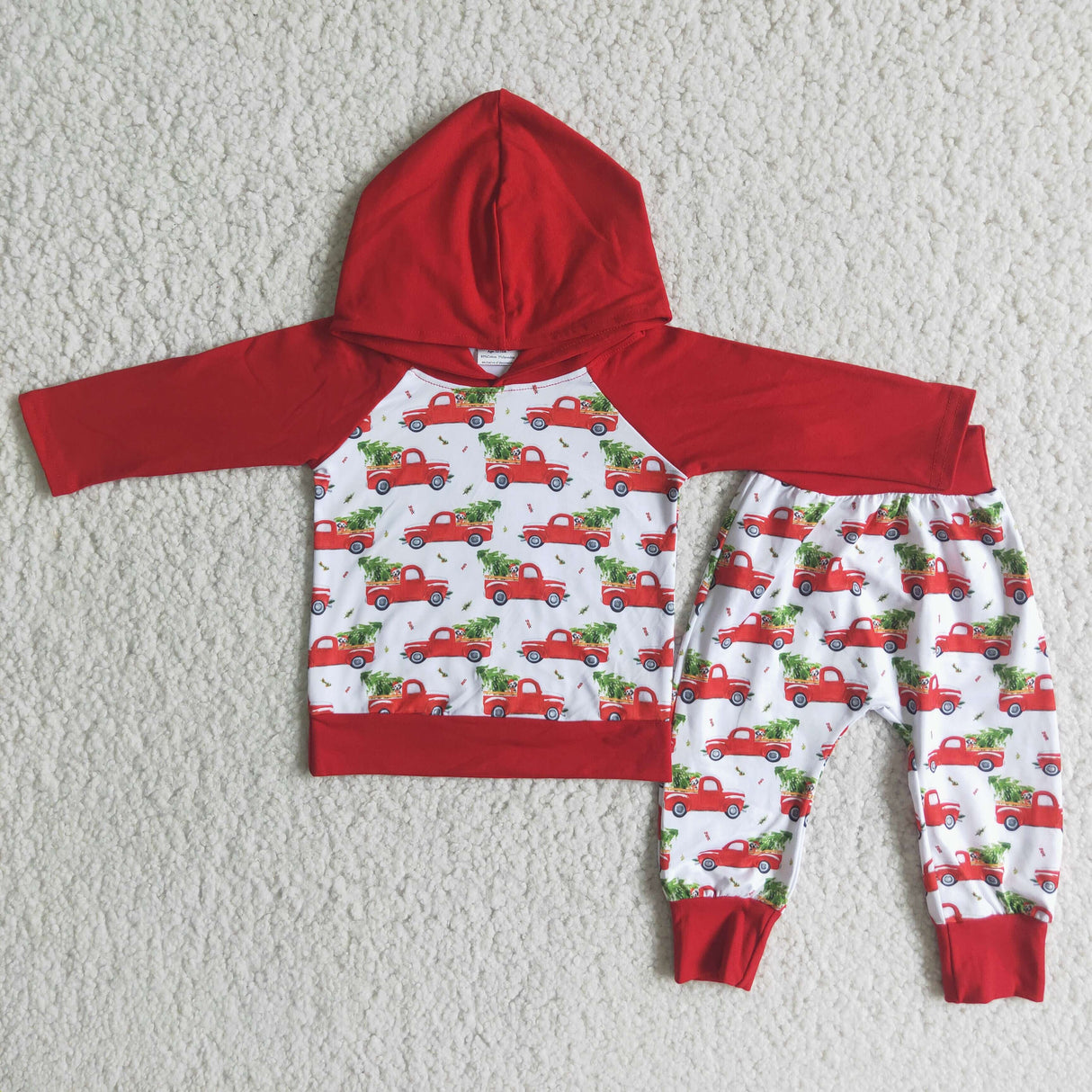 Christmas trucks boy Christmas hoodie set