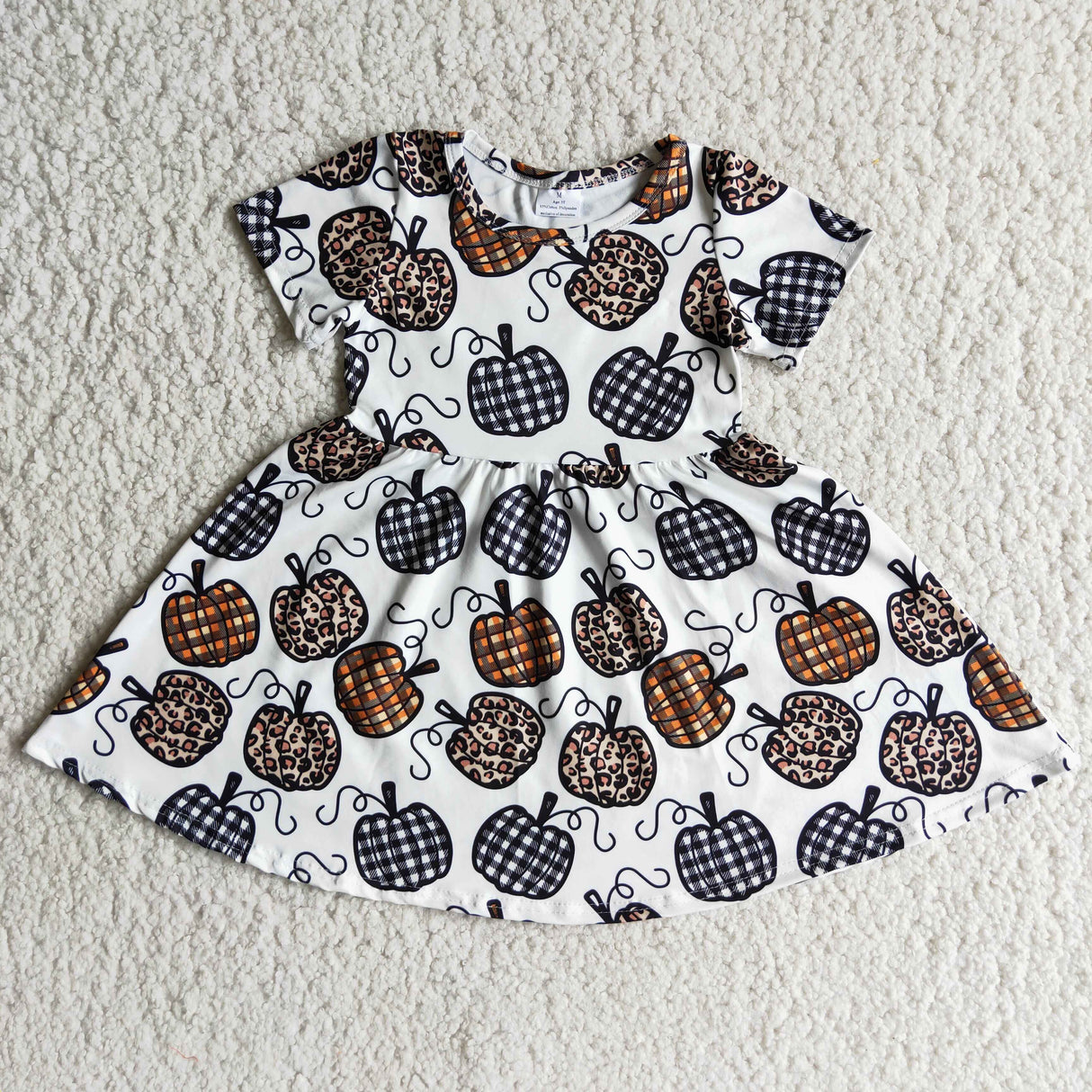 Short sleeve pumpkin baby girls twirl dresses