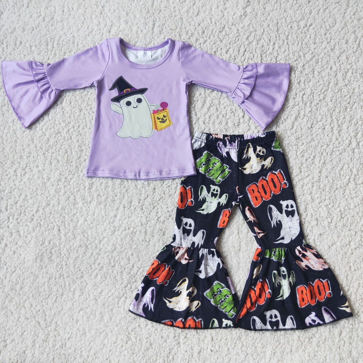 Ghost screen print boo pants girls Halloween clothing