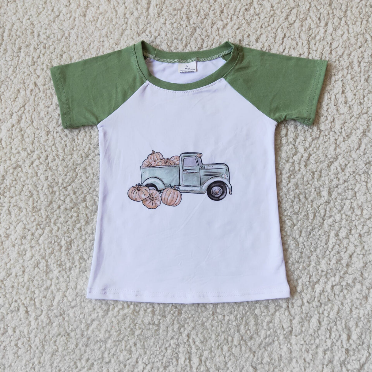 Pumpkin truck short sleeve boy fall raglan