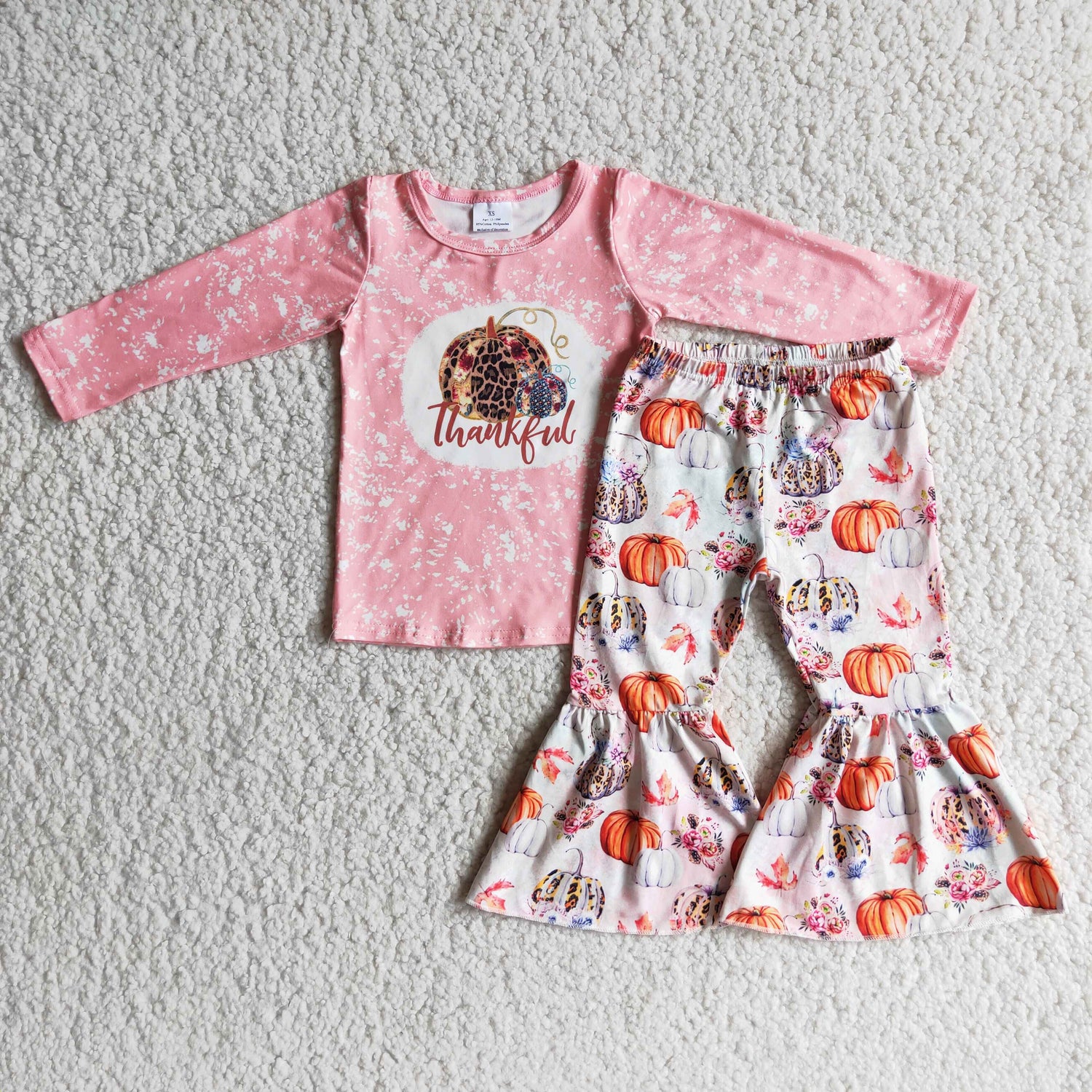 Thankful shirt pumpkin pants girls thanksgiving outfits