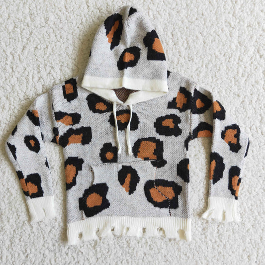 Leopard girls hoodie sweater