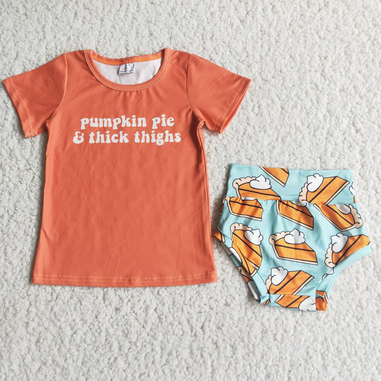 Pumpkin pie and thick things shirt bummies set