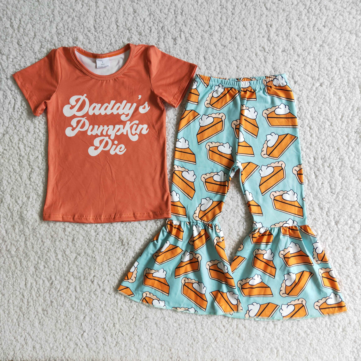 Daddy's pumpkin pie shirt bell bottom pants girls fall clothing