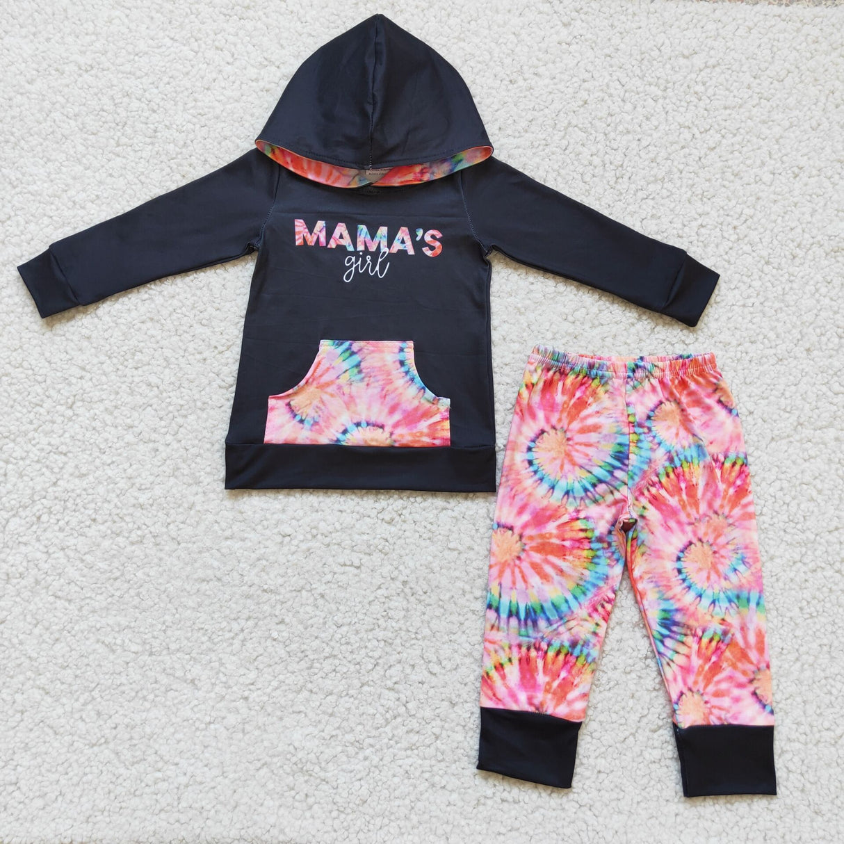 Mama's girl hoodie tie dye pants girls outfits