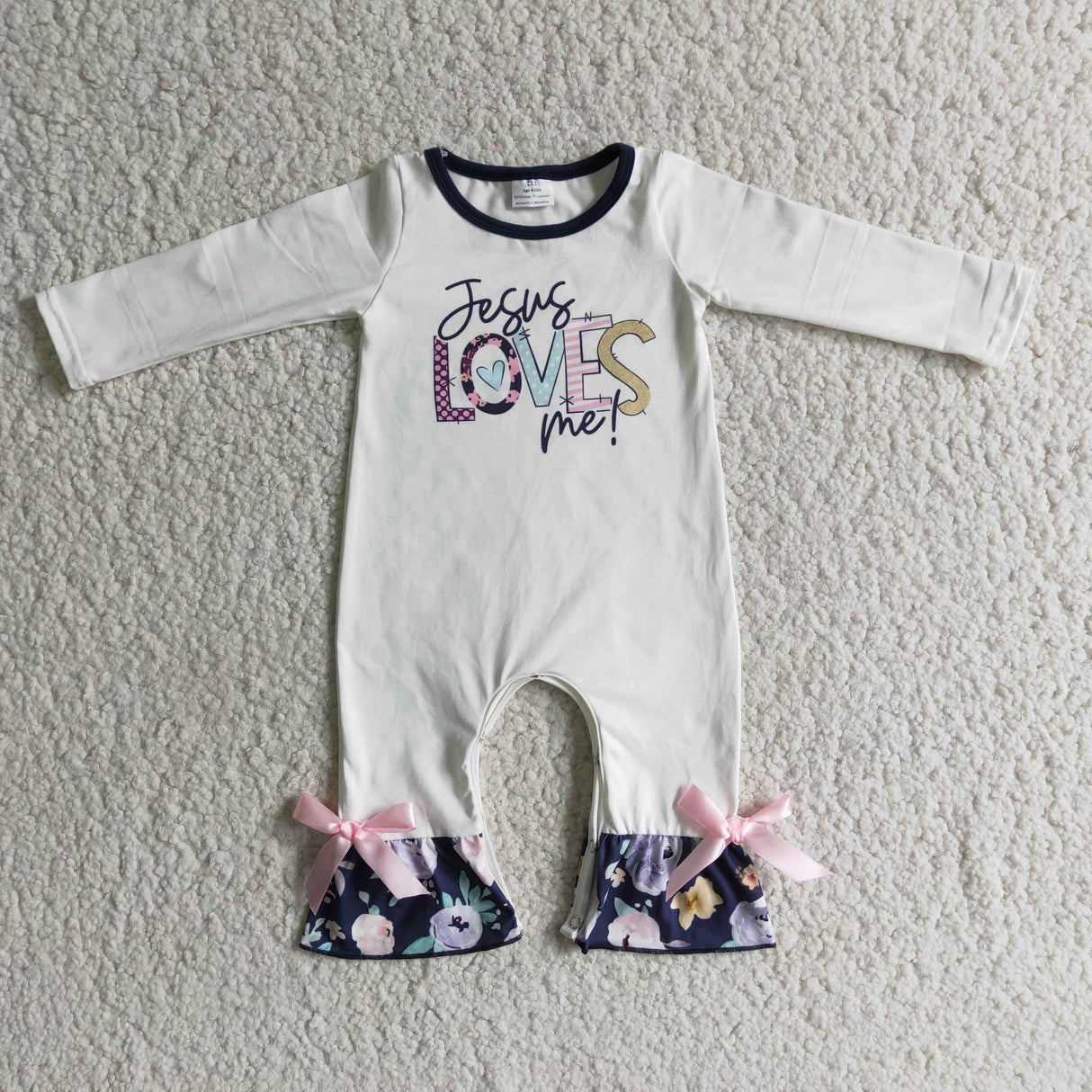 Jesus loves me floral baby romper
