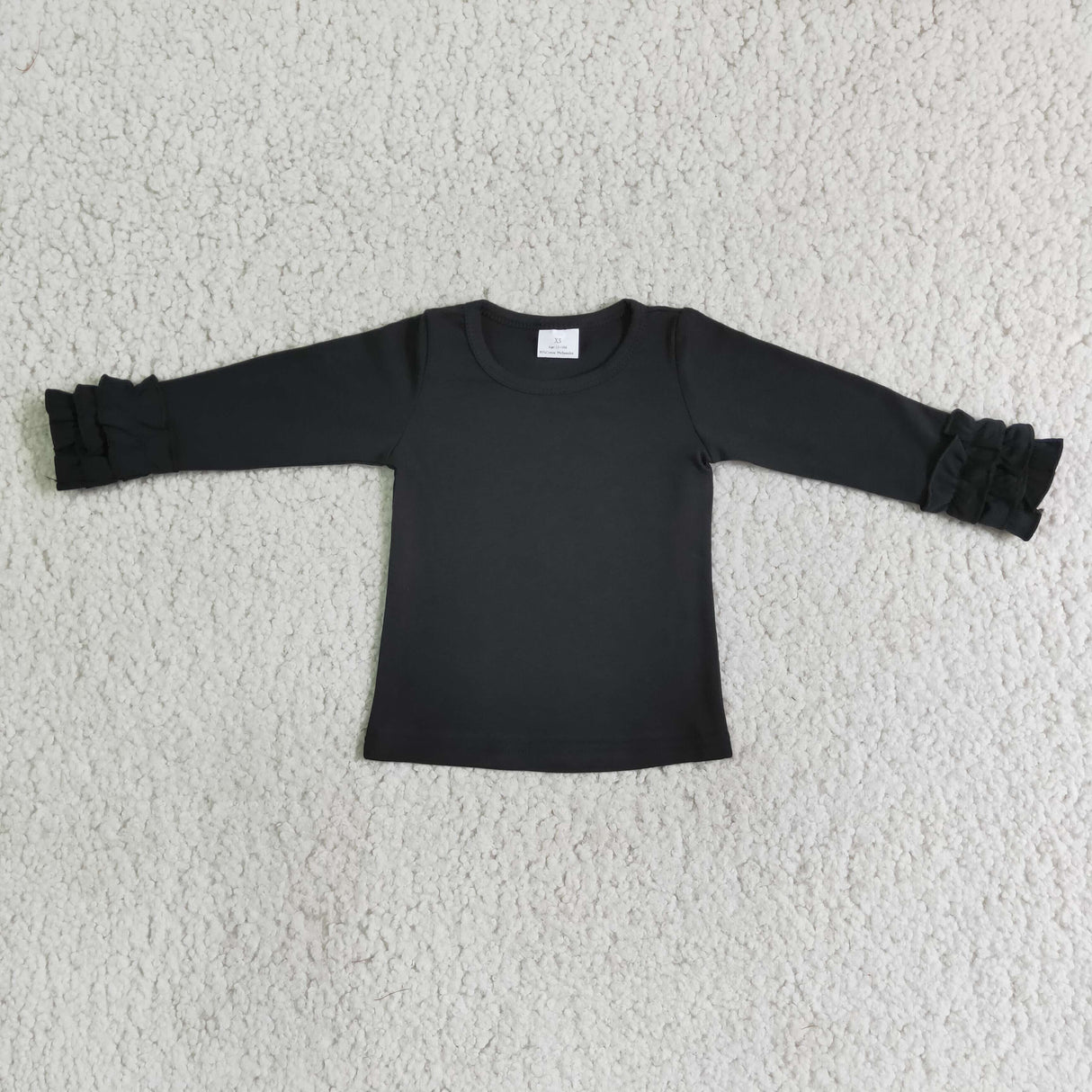 Black cotton icing ruffle top girls shirt