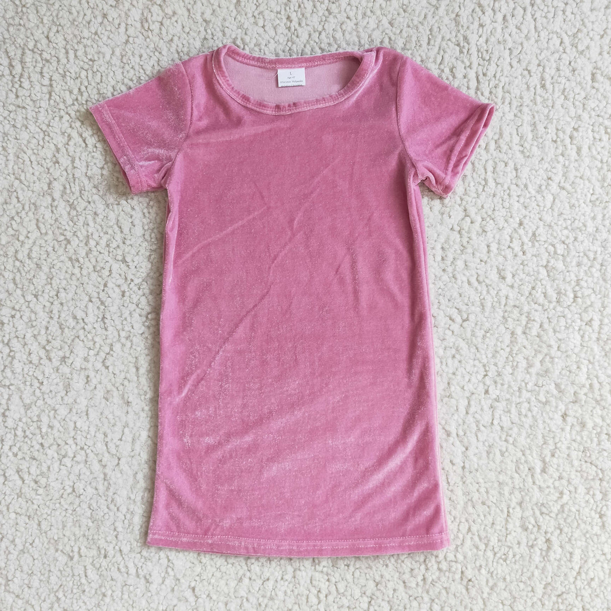 Pink short sleeve girls velvet dresses