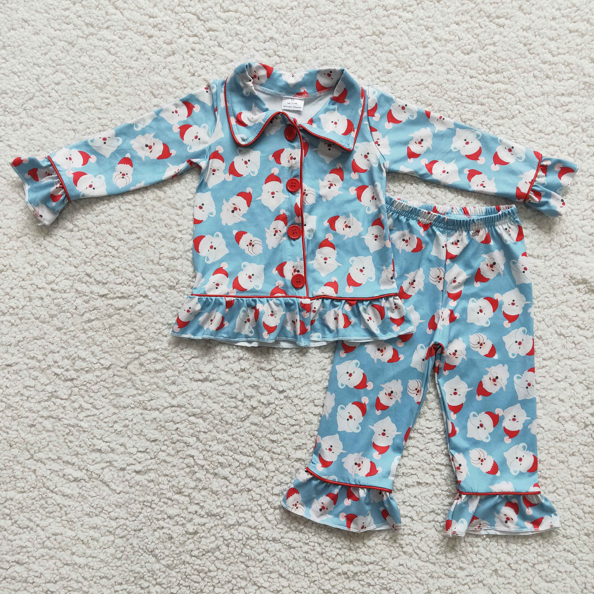 Santa print baby girls Christmas pjs