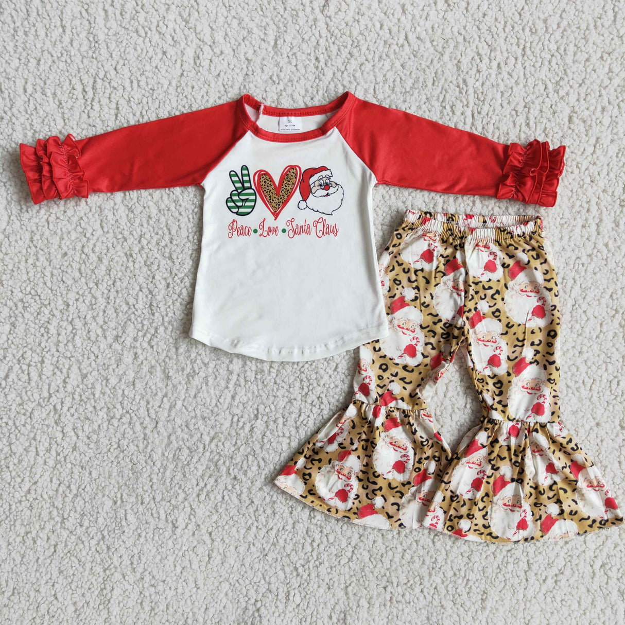 Peace love Santa children Christmas clothing girls