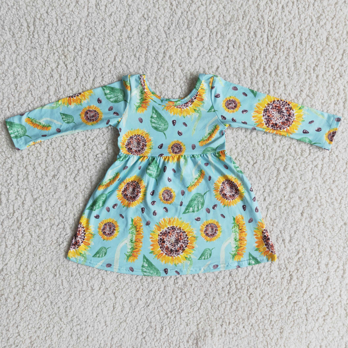 Sunflower long sleeve baby girls dresses