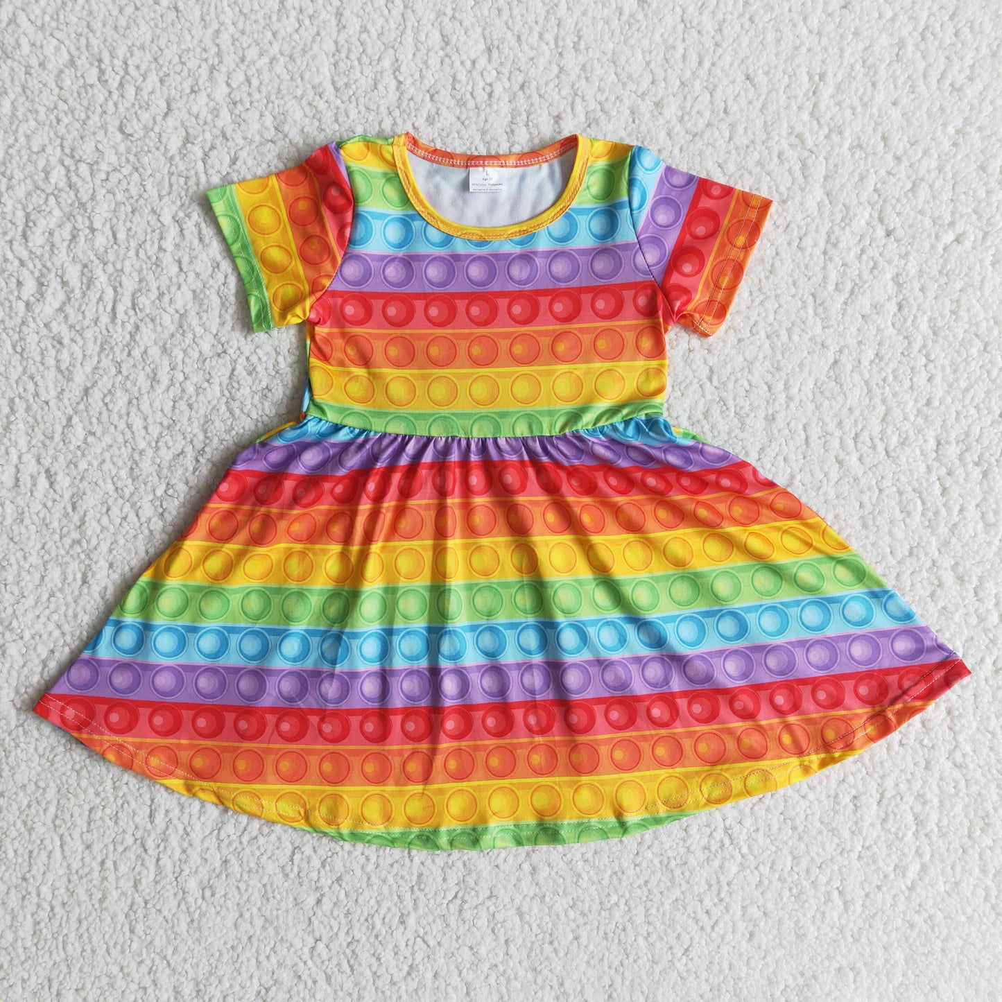 Rainbow short sleeve bubbles baby girls twirl dresses