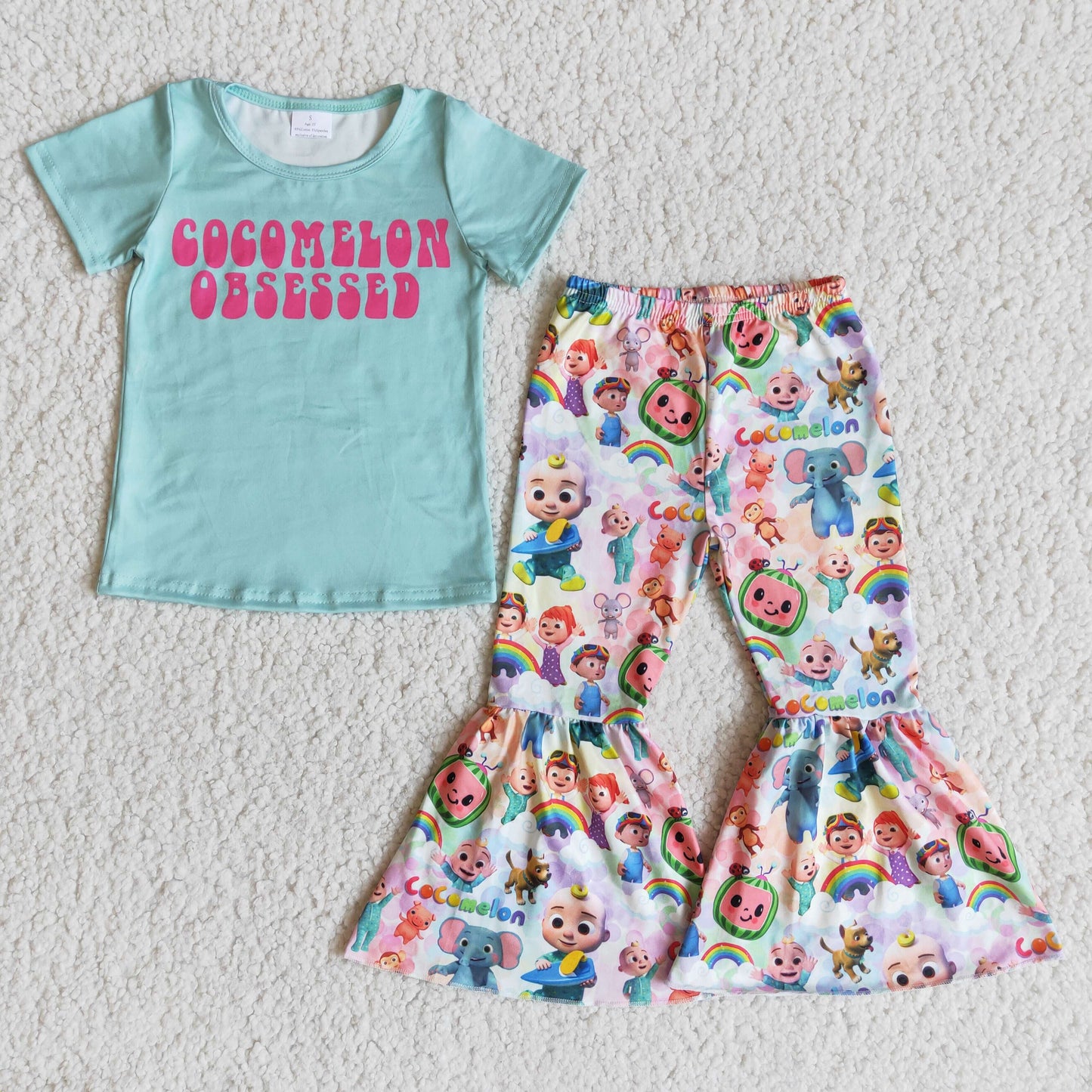 Obsessed short sleeve shirt melon pants toddler girls clothing set