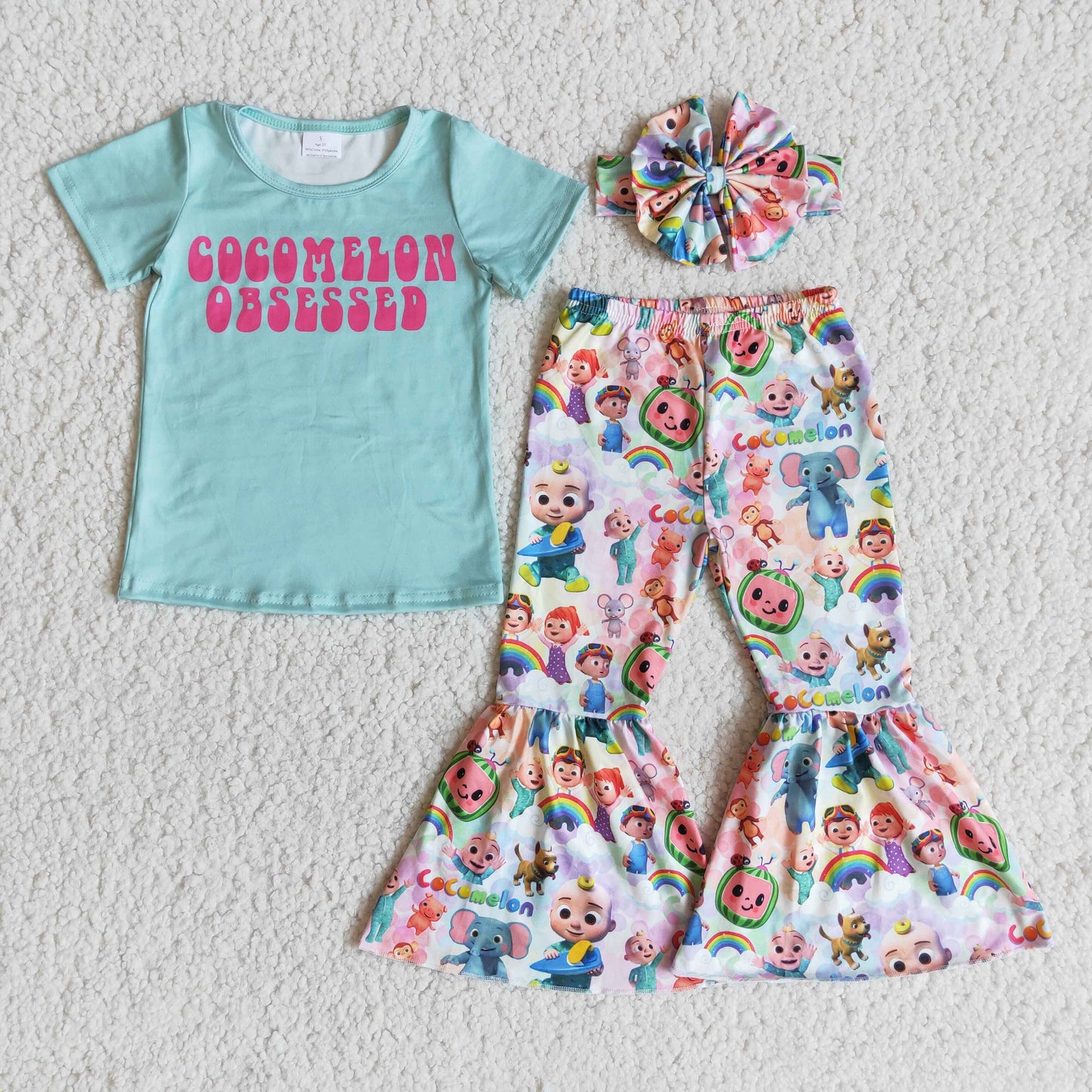 Obsessed short sleeve shirt melon pants toddler girls clothing set